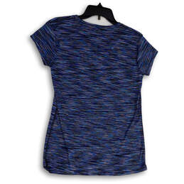 Womens Purple Black Space Dye V-Neck Short Sleeve Pullover T-Shirt Size S alternative image