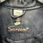 Mens Blue Leather Long Sleeve Pockets Full-Zip Biker Jacket Size 2X-Large image number 5