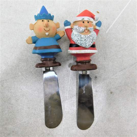 Set of 8 Boston Warehouse Christmas Holiday Cheese Spreaders Snowman Santa Elf image number 3