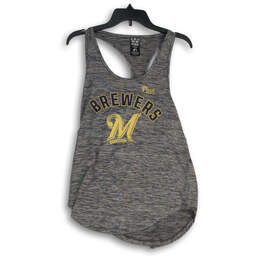 Womens Gray Milwaukee Brewers Scoop Neck Activewear Pullover Tank Top Sz M
