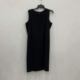 NWT Womens Black Sleeveless Round Neck Knitted Sheath Dress Size 0X