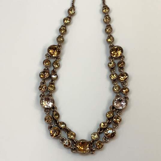 Designer Givenchy Gold-Tone Brown Iridescent Rhinestones Chain Necklace image number 2
