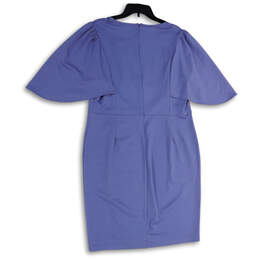 NWT Womens Blue Short Sleeve Back Zip Knee Length Sheath Dress Size 2XL alternative image