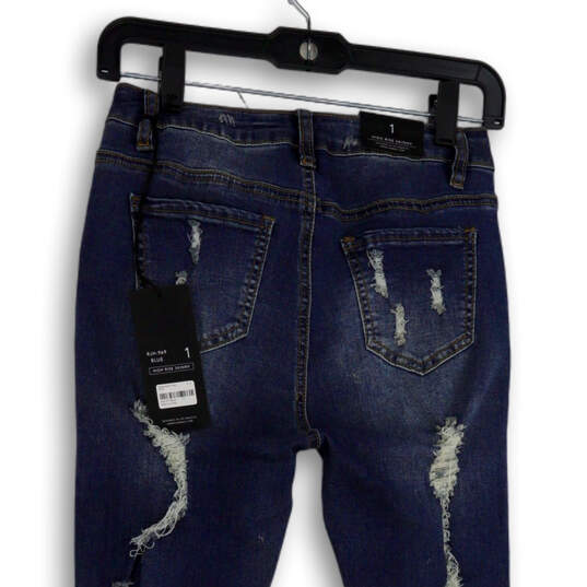 NWT Womens Blue Hi Rise Medium Wash Stretch Pockets Denim Skinny Jeans Sz 1 image number 4