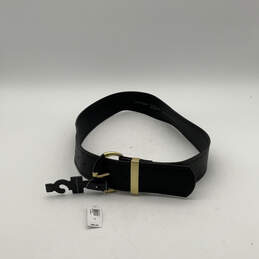 NWT Womens Black Gold Leather Adjustable Buckle Waist Belt Size Medium