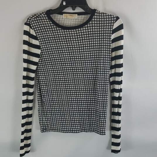 Michael Kors Women's Black Houndstooth and Stripe Longsleeve PS image number 1