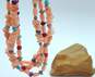 Carolyn Pollack Sterling Silver Coral Turquoise Lapis Southwestern Style Multi Strand Necklace 75.1g image number 1