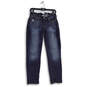 Womens Blue Denim Distressed Modern Slim Fit Cuffed Skinny Jeans Size 6 W28 image number 1