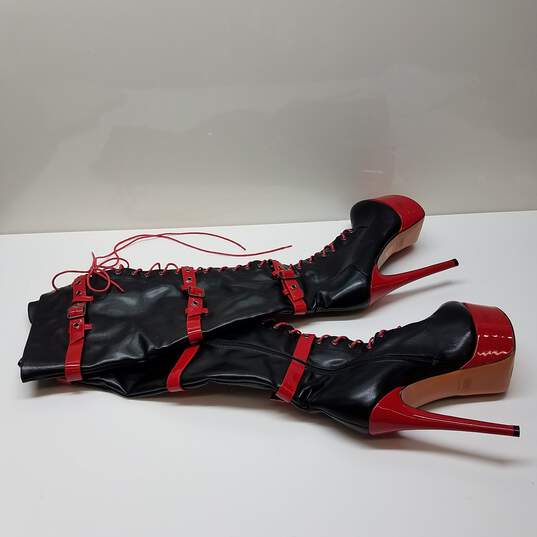 Platform Lace-Up High Heel Stiletto Over The Knee Boots Sz 10 image number 2