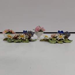 Staffordshire & Italian Ceramic Flower Sculptures Assorted 4pc Lot