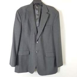 Stafford Men Gray Worseted Wool Suit Jacket Sz 44L