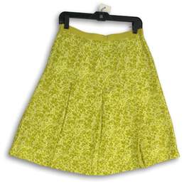 Banana Republic Womens Yellow Floral Pleated Side Zip A-Line Skirt Size 4 alternative image