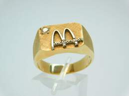 McDonald's 14K Yellow Florentine Gold 0.10 CT Diamond Ring 16.2g alternative image