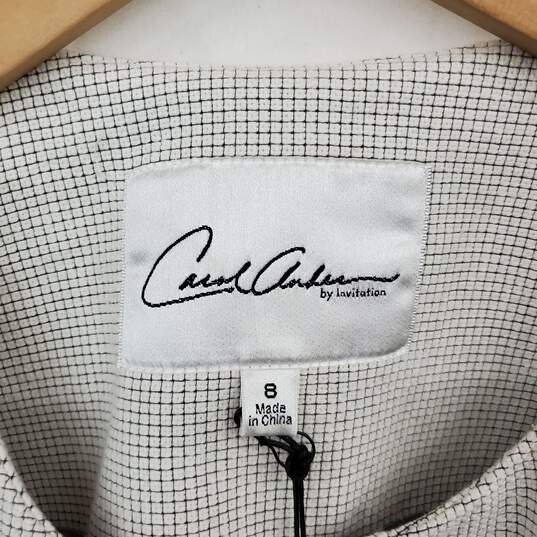 Carol Anderson For Cabi White & Black Cotton Blend W/ Zipper Detail Blazer Jacket WM Size 8 NWT image number 3