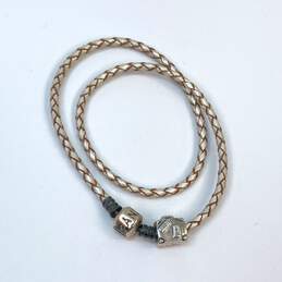 Designer Pandora 925 Sterling Silver Braided Leather Wrap Charm Bracelet alternative image