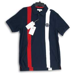 NWT U.S. Polo Assn. Mens Blue Red Spread Collar Short Sleeve Polo Shirt Size XL