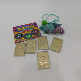 Vintage Pokemon 23k Gold BK Cards W/ Battling Coin Game & Keychains