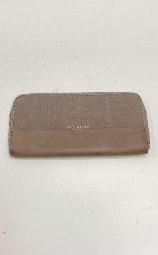 Ted Baker Brown Leather and Canvas Wallet image number 1