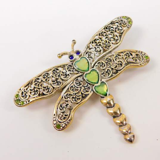 Mixed Metals Enamel & Rhinestone Butterfly & Dragonfly Brooches image number 6