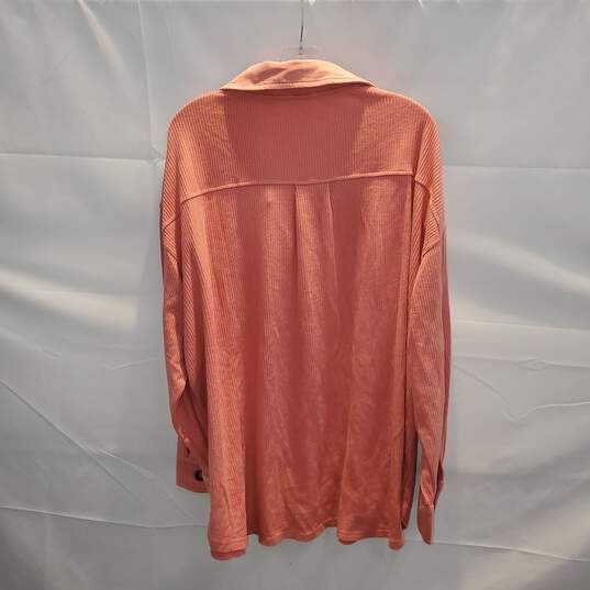 Oddi Button Front Knit Shacket Washed Orange NWT Size 3XL image number 2