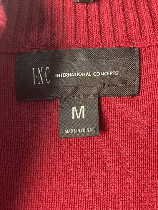 INC Women Cotton Red Gray Black Zip Up Sweater Size M image number 3