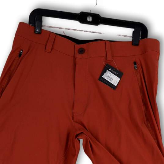 NWT Mens Red Classic Fit Flat Front Zip Pockets Chino Shorts Size 34 image number 3