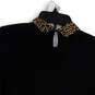 Womens Black Tight-Knit Long Sleeve Collared Pullover Sweater Size Small image number 4