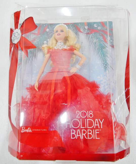 2018 Barbie 30th Anniversary Holiday Doll In Red Dress In Box image number 1