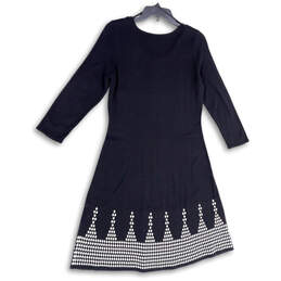 NWT Womens Black White Knitted Long Sleeve Knee Length Sweater Dress Sz M alternative image