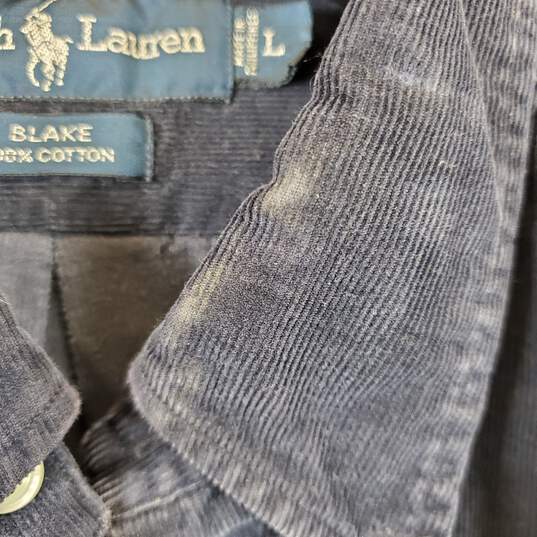 Ralph Lauren Men Blue Corduroy Button Up Shirt L image number 5