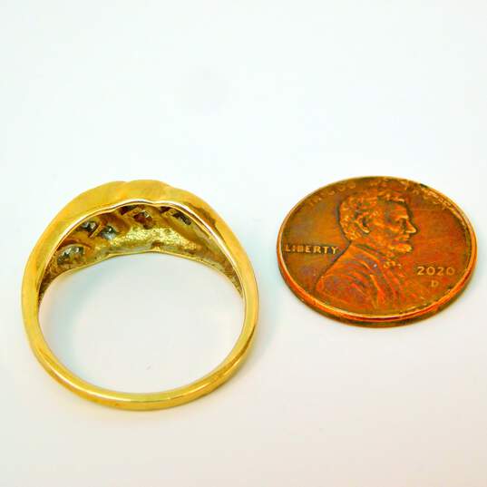 10k Yellow Gold Wavy Diamond Accent Ridged Ring 3.2g image number 6