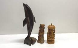3 Handcrafted Wood Figurines Various Decorative Wood Home Décor Statues