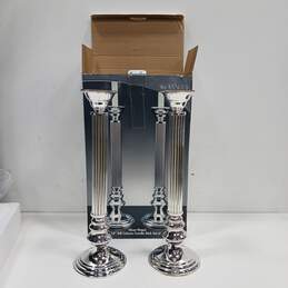 Godinger 18" Silver Plated Column Candle Stick Pair IOB