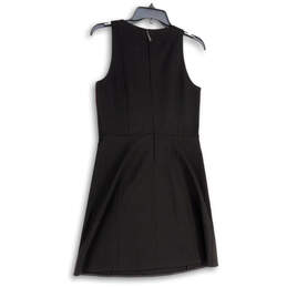 Womens Black Sleeveless Round Neck Back Zip Knee Length A-Line Dress Size S alternative image