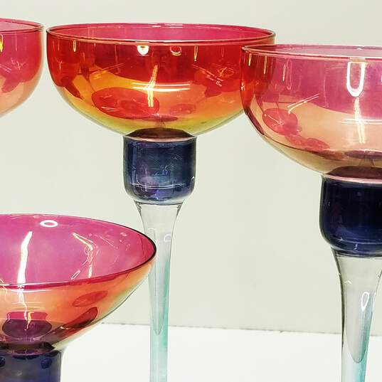 Postmodern Cristallerie Candle Holders Set of 5 Made in Italy 10in. Tall Glass image number 3
