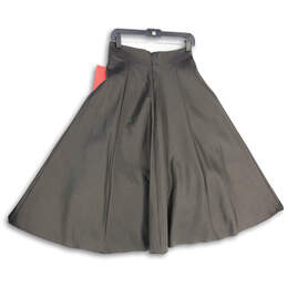 NWT Womens Black Flat Front Back Zip Midi A-Line Skirt Size 6 alternative image