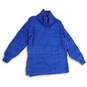 Womens Blue Knitted Turtleneck Long Sleeve Pullover Sweater Size Medium image number 1