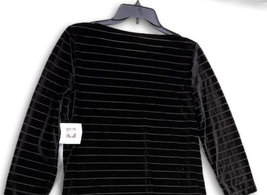 NWT Womens Black Striped Round Neck 3/4 Sleeve Pullover Blouse Top Size M image number 4