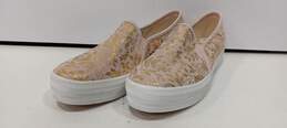 Keds Women's Pink and Gold Tone Slip On Shoes Size 11