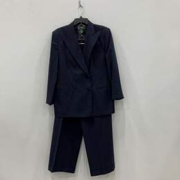Lauren Ralph Lauren Mens Navy Blue Striped Blazer & Pants 2 Piece Suit Set Sz 14