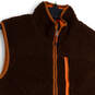 Mens Brown Fleece Sleeveless Mock Neck Pockets Full-Zip Vest Size Small image number 3
