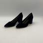 NIB Womens Bambu Black Suede Pointed Toe Slip-On Block Pump Heels Size 8.5 image number 2