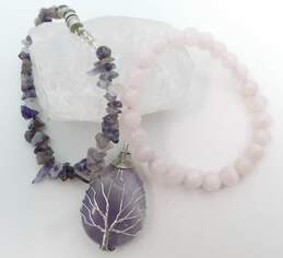 Boho Artisan Amethyst & Rose Quartz Necklaces & Bracelets 132.1g alternative image