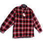 NWT Mens Red Black Collared Long Sleeve Flap Pocket Button-Up Shirt Size M image number 1