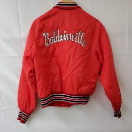 Vintage Don Alleson Baldwinsville Bees NY Red Satin Nylon Bomber Jacket SM alternative image