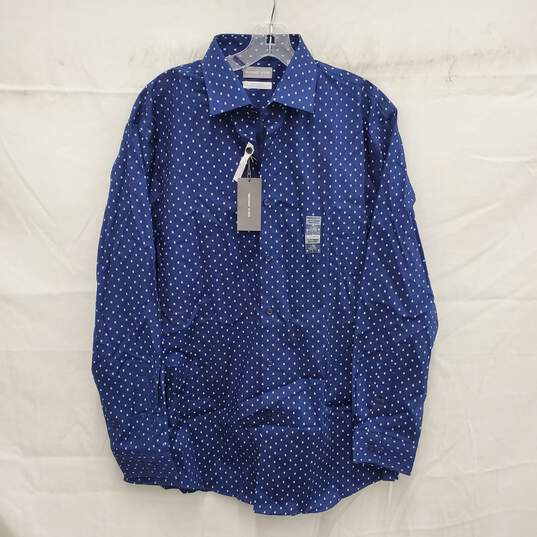 NWT Michael Kors MN's Blue & Airsoft Stretch Blue/White Print Shirt Size 16 1/2 image number 1