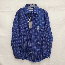 NWT Michael Kors MN's Blue & Airsoft Stretch Blue/White Print Shirt Size 16 1/2