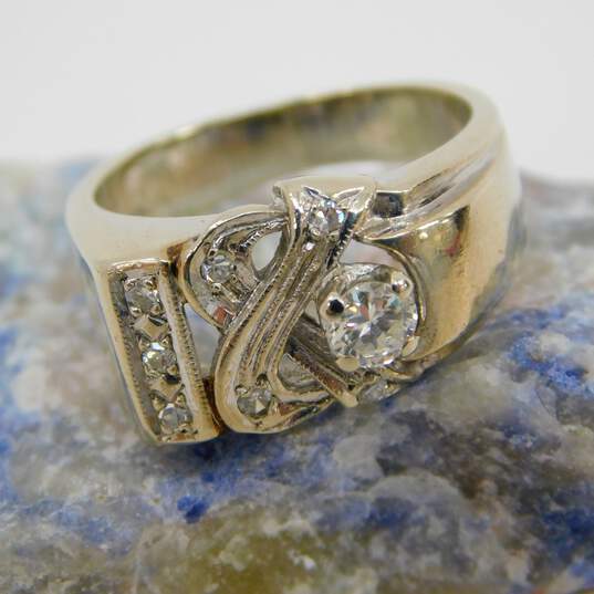 Vintage 14K White Gold 0.32 CTTW Diamond Artisan Ring 6.7g image number 1