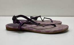 COACH Plum Signature T-Strap Thong Sandals Size 6 B