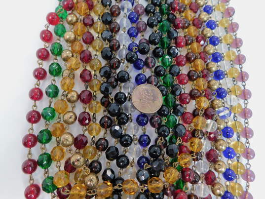 Vintage Erickson Beamon Gold Tone Colorful Glass Bead Multi Strand Necklace 1.10LBS image number 10